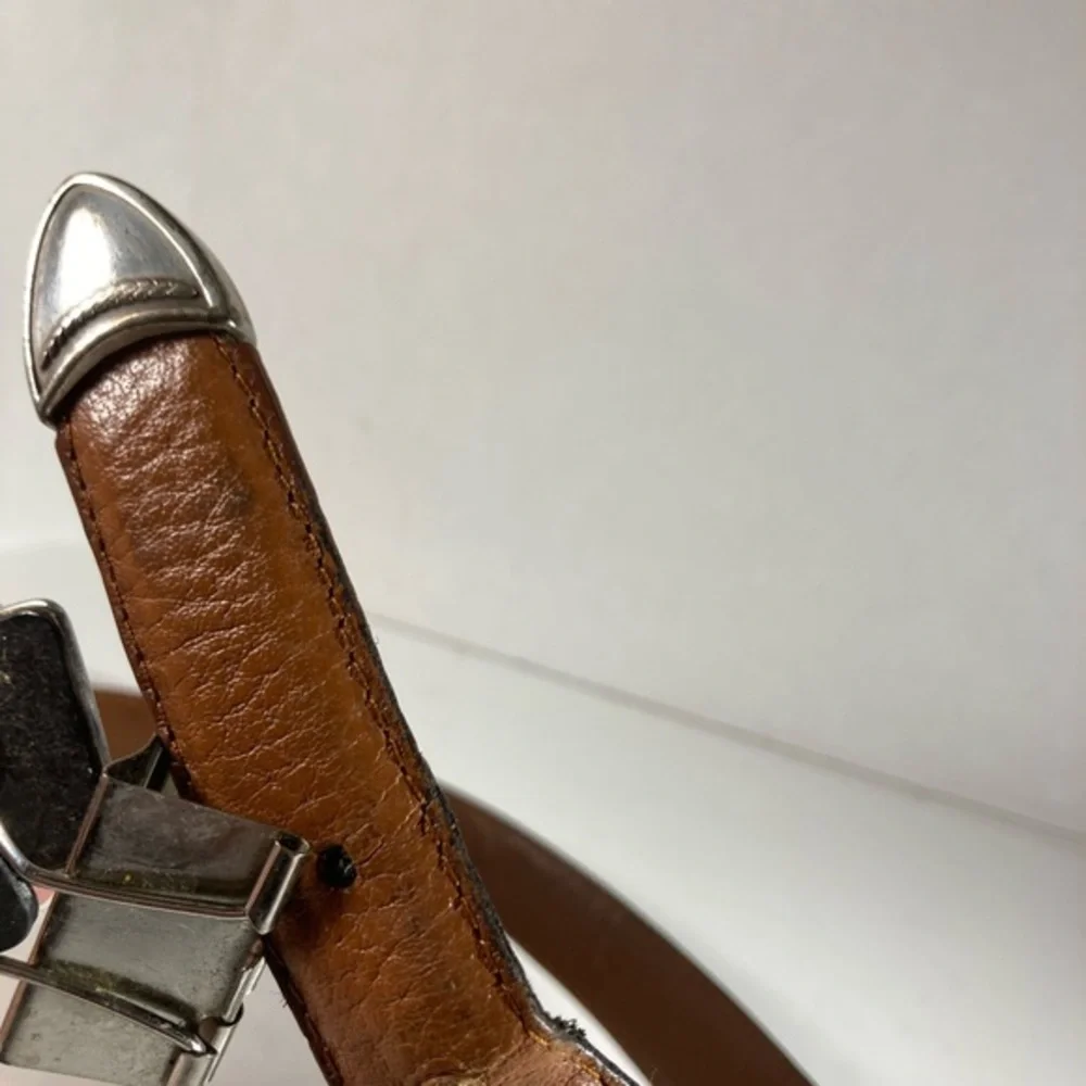 Vintage Colt American Brown Leather With Silver Medallions Golf Belt